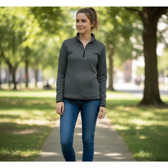 Threads 4 Thought Quarter Zip Pullover Women's XS Gray Athletic Minimalist Cozy - Picture 1 of 6